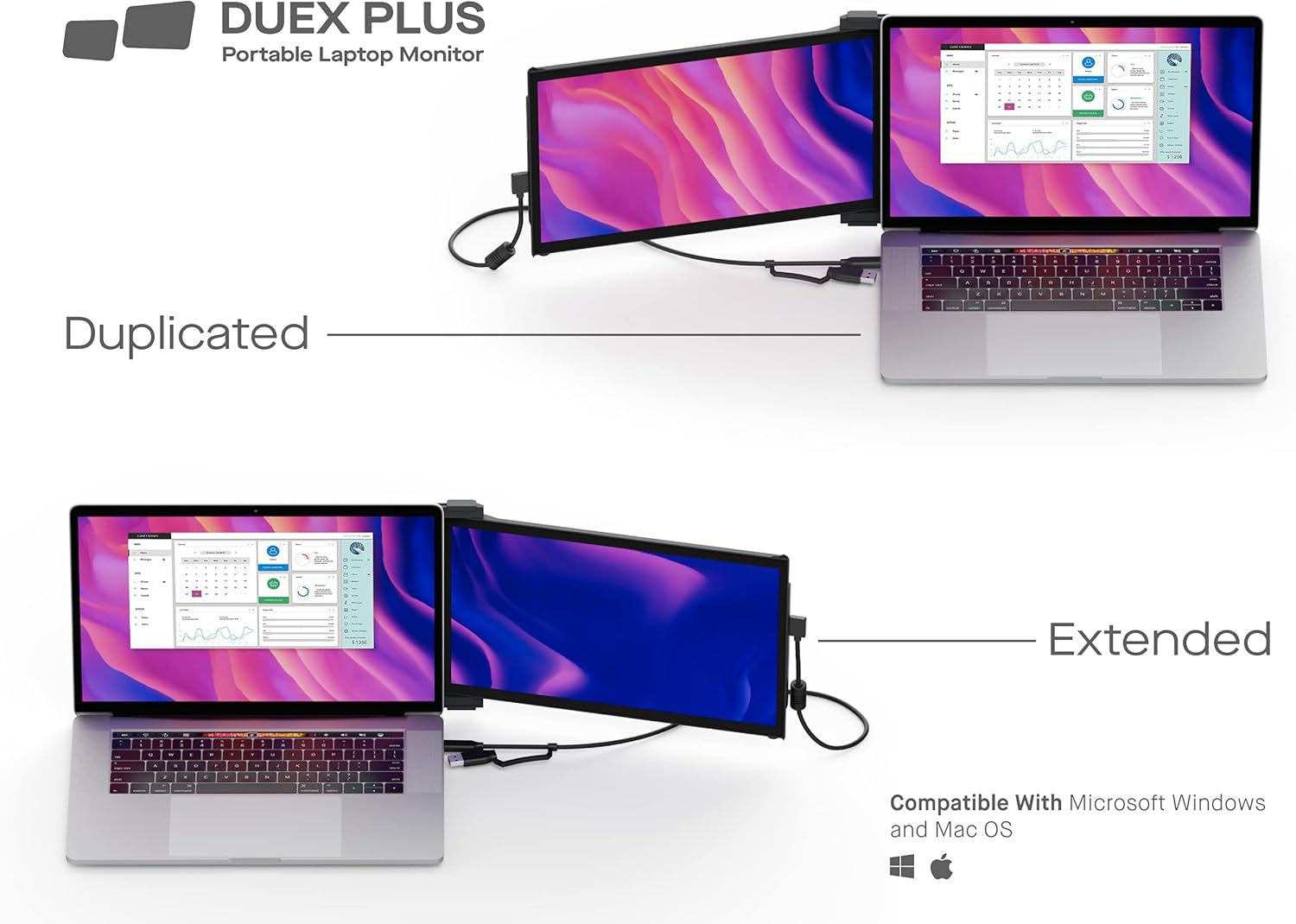 Duex plus Portable Monitor for Laptops, USB C/USB a Plug and Play 13.3" Laptop Screen Extender